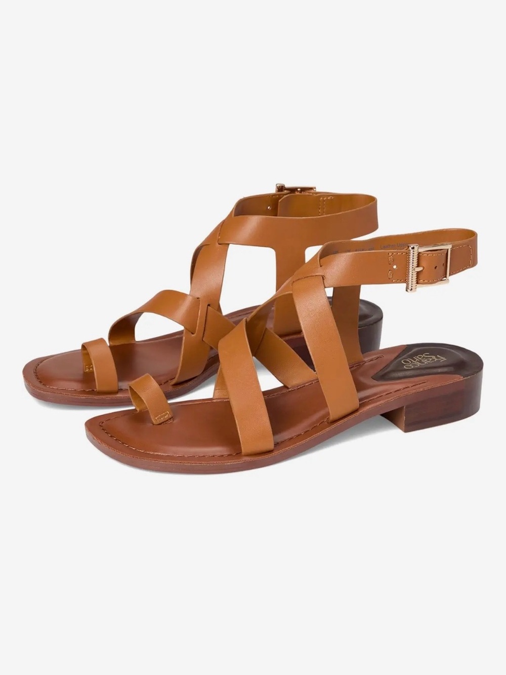 Franco Sarto Ina Toe Loop Leather Strappy Sandal, Like New, Sz. 10 M